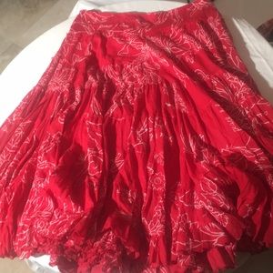 Long red skirt